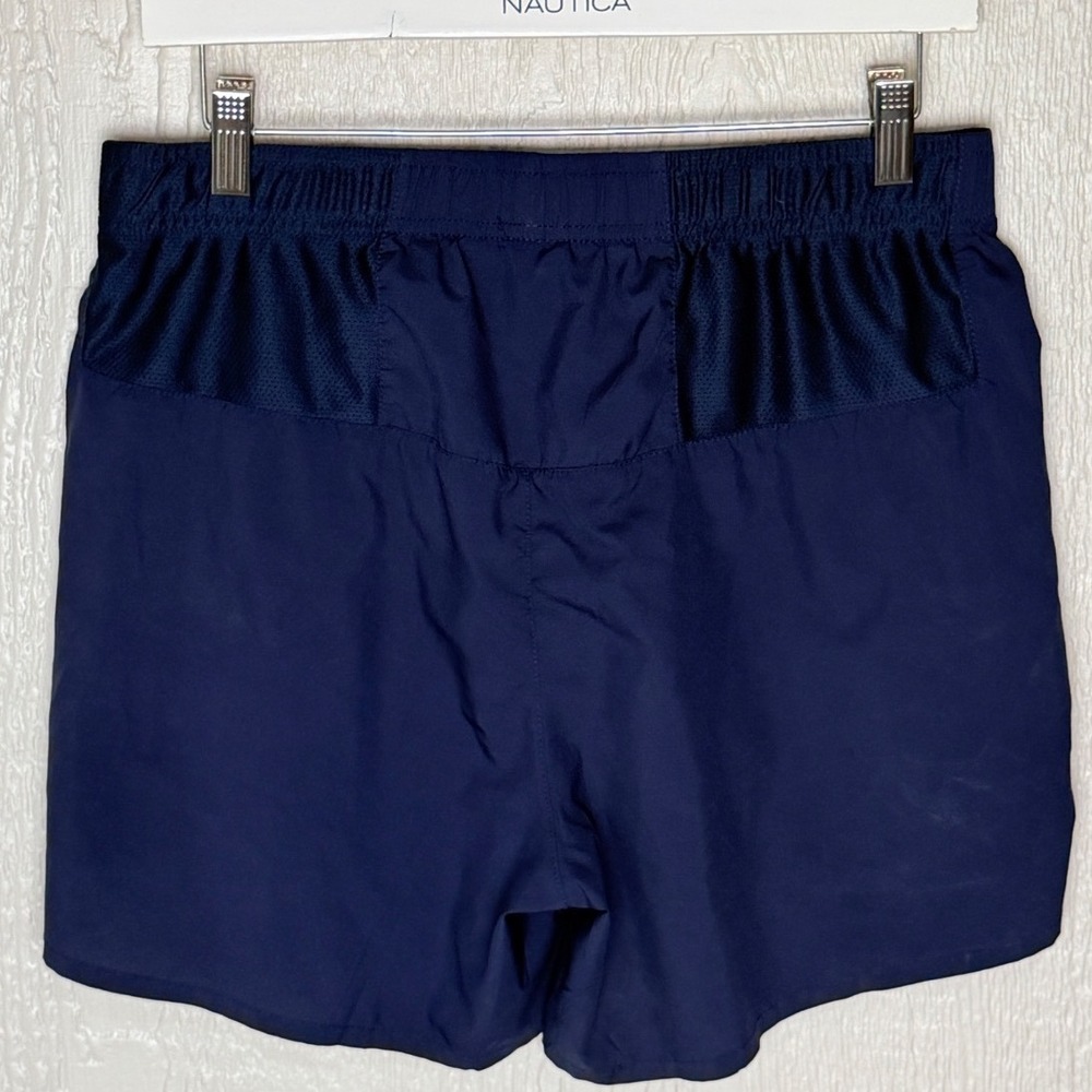 Mens Navy Blue Athletic Running Shorts Elastic Waist Mesh Back Pockets Size M - Picture 2 of 6